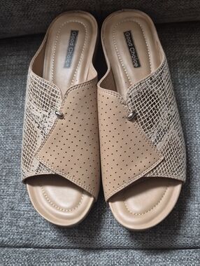 Good Choice Beige Perforated Slide Mules From Macy's
